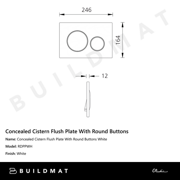 Oliveri Concealed Cistern Flush Plate With Round Buttons White