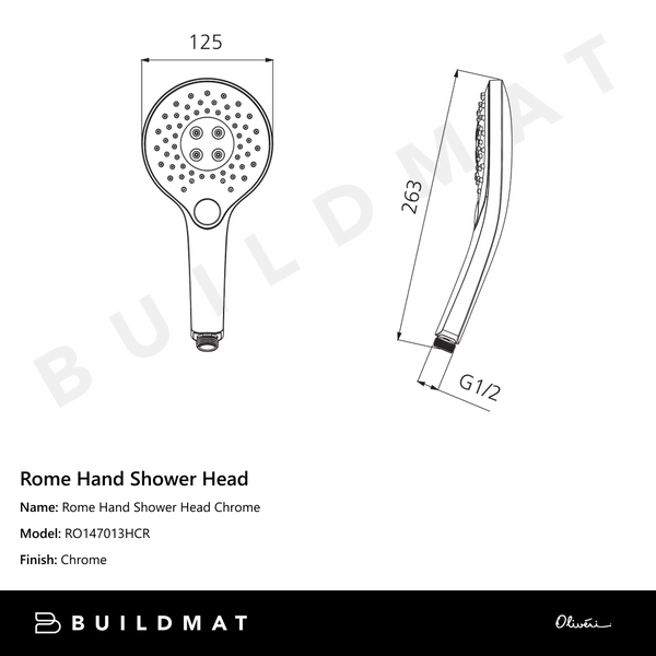 Oliveri Rome Hand Shower Head Chrome
