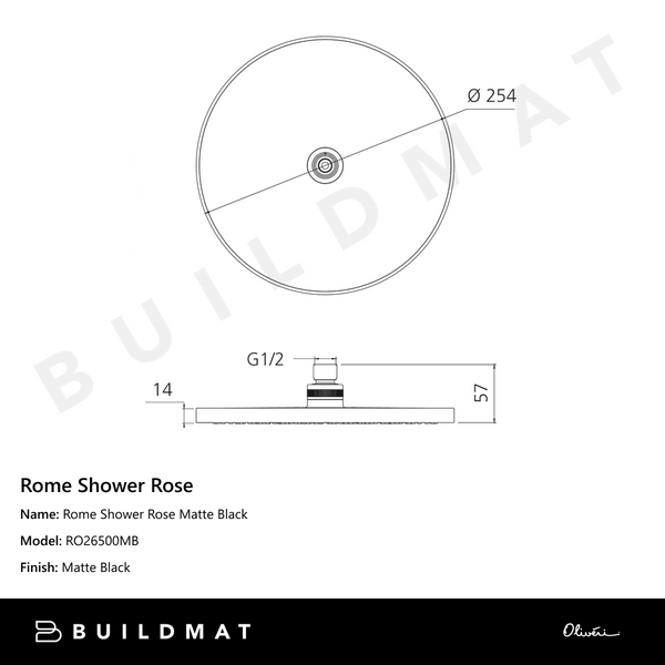 Oliveri Rome Shower Rose Matte Black
