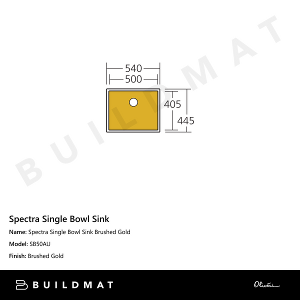 Oliveri Spectra Single Bowl Sink Brushed Gold