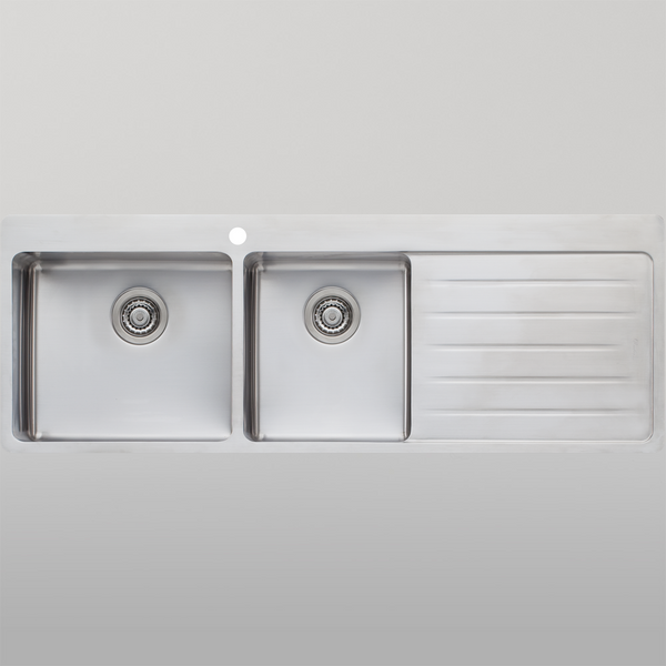 Oliveri Sonetto 1 And 3/4 Bowl Topmount Sink With Right Drainboard Stainless Steel