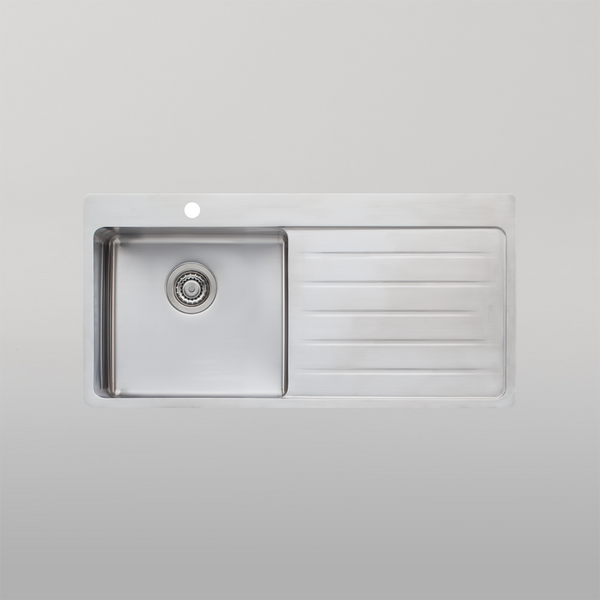 Oliveri Sonetto Single Bowl Topmount Sink With Right Drainboard Stainless Steel