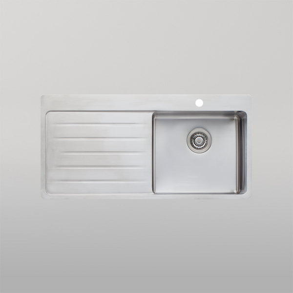 Oliveri Sonetto Single Bowl Topmount Sink With Left Drainboard Stainless Steel