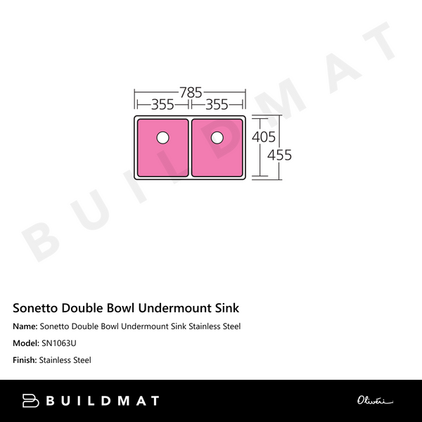 Oliveri Sonetto Double Bowl Undermount Sink Stainless Steel