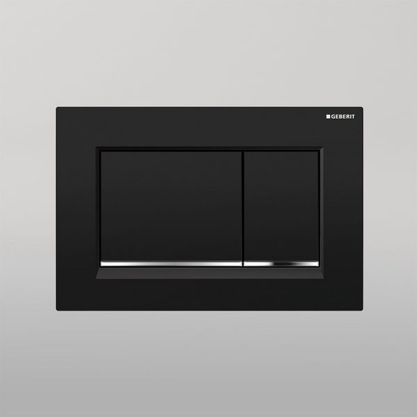 Oliveri Concealed Cistern Flush Plate With Square Buttons Black