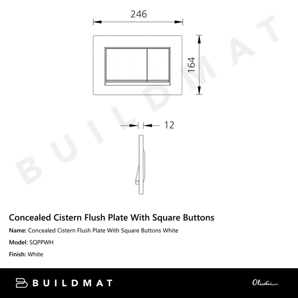 Oliveri Concealed Cistern Flush Plate With Square Buttons White