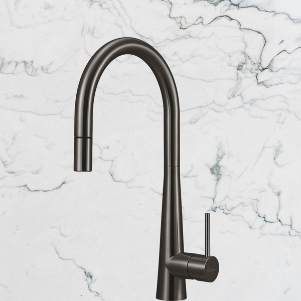 Oliveri Essente Stainless Steel Goose Neck Pull Out Mixer Gunmetal