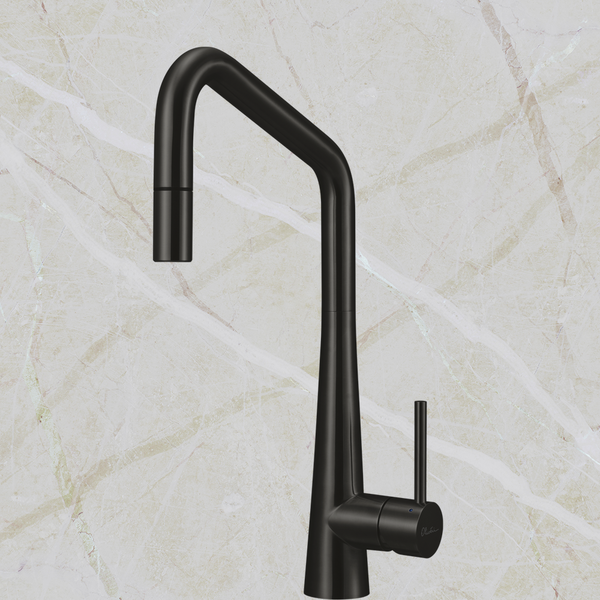 Oliveri Essente 316 Stainless Steel Square Goose Neck Pull Out Mixer Lead Free Brushed Black