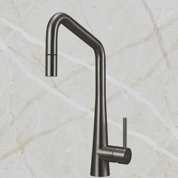 Oliveri Essente 316 Stainless Steel Square Goose Neck Pull Out Mixer Lead Free Gunmetal