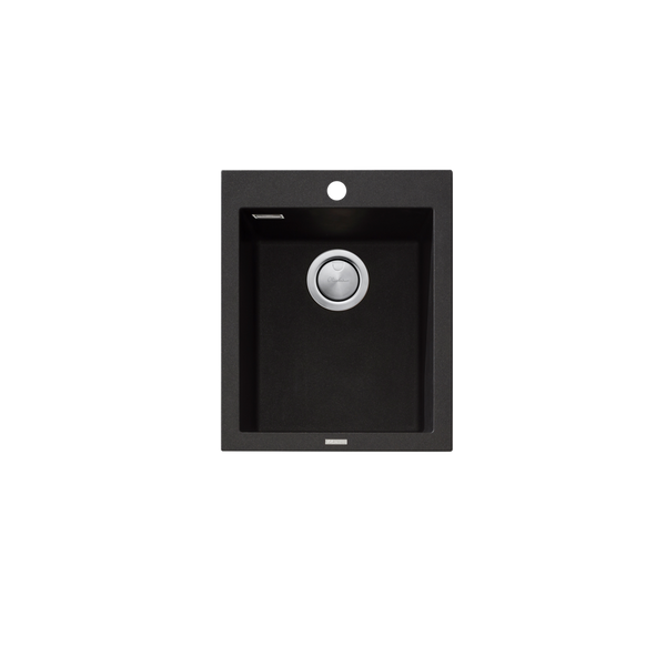 Oliveri Santorini Standard Bowl Topmount Sink 1TH with Overflow Black