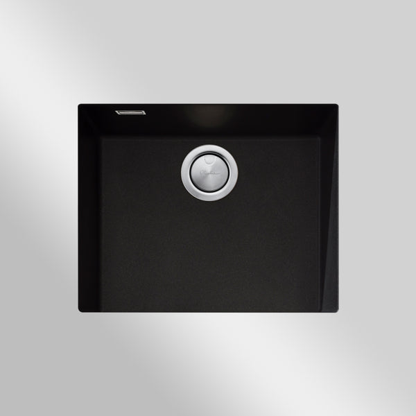 Oliveri Santorini Large Bowl Undermount Sink with Overflow Black
