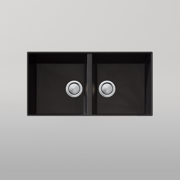 Oliveri Santorini Double Bowl Undermount Sink Black