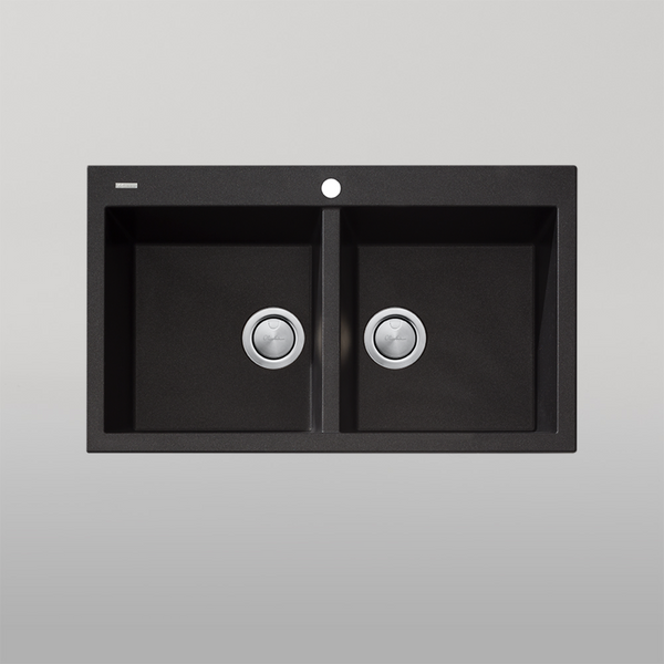 Oliveri Santorini Double Bowl Topmount Sink Black