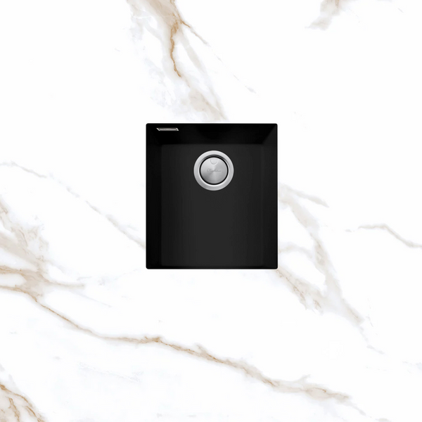 Oliveri Santorini Standard Bowl Undermount Sink with Overflow Matte Black