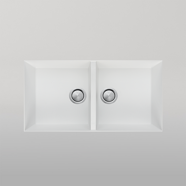 Oliveri Santorini Double Bowl Undermount Sink White