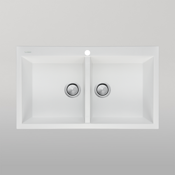 Oliveri Santorini Double Bowl Topmount Sink with Overflow White