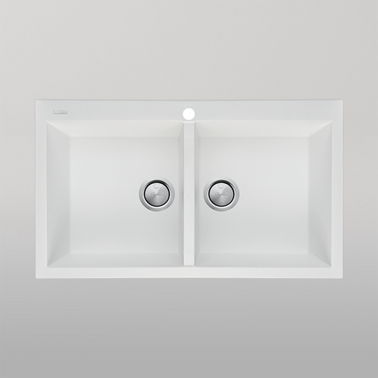 Santorini Double Bowl Topmount Sink with Overflow White