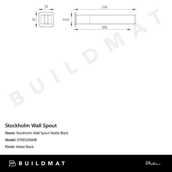 Oliveri Stockholm Wall Spout Matte Black