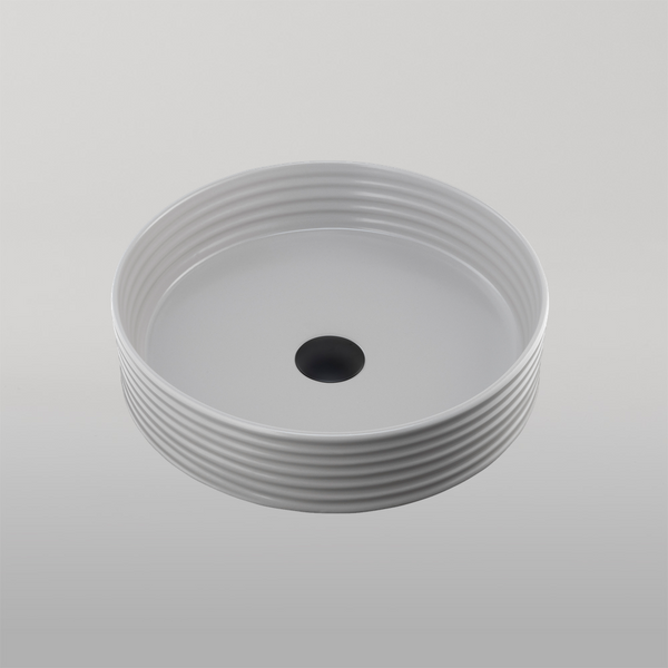 Oliveri Terzofoco Ribbed Short Circular Counter Top Basin Grey