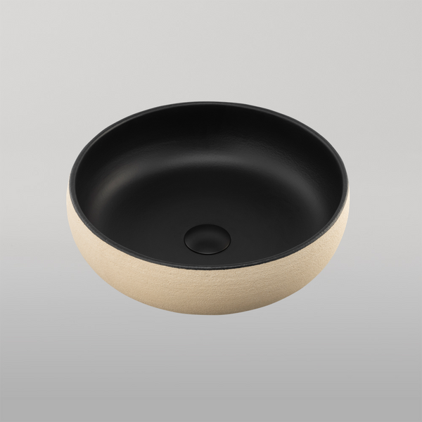Oliveri Terzofoco Curved Counter Top Basin Light Earth and Matte Black