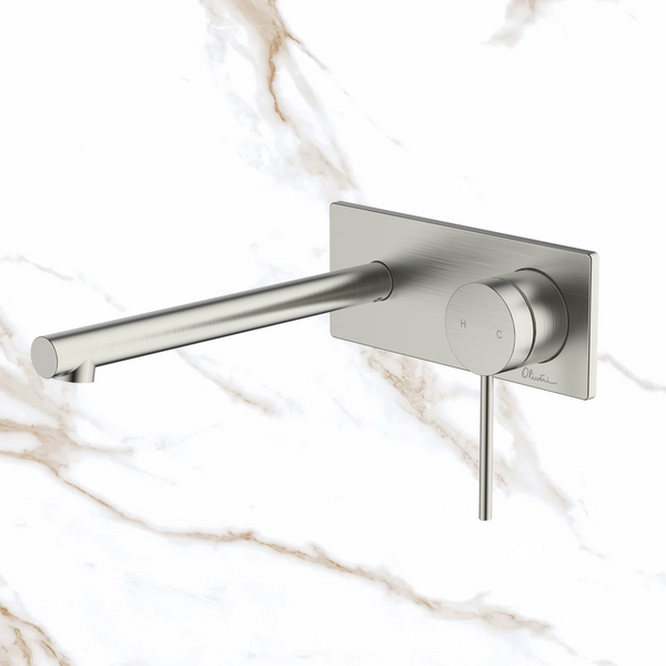 Oliveri Venice Straight Wall Mixer Set Complete Kit Brushed Nickel Lead Free