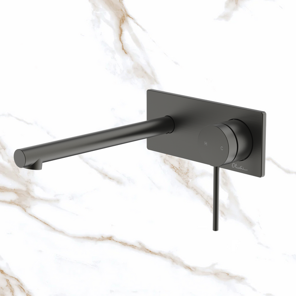 Oliveri Venice Straight Wall Mixer Set Complete Kit Gunmetal Lead Free