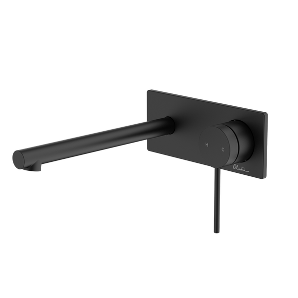 Oliveri Venice Straight Wall Mixer Set Complete Kit Matte Black Lead Free