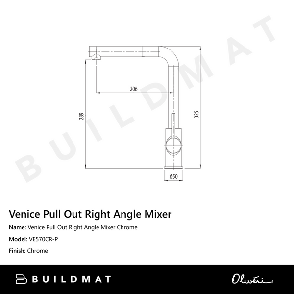 Oliveri Venice Pull Out Right Angle Mixer Chrome