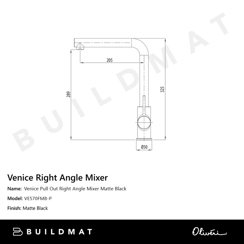Oliveri Venice Right Angle Mixer Matte Black – Buildmat