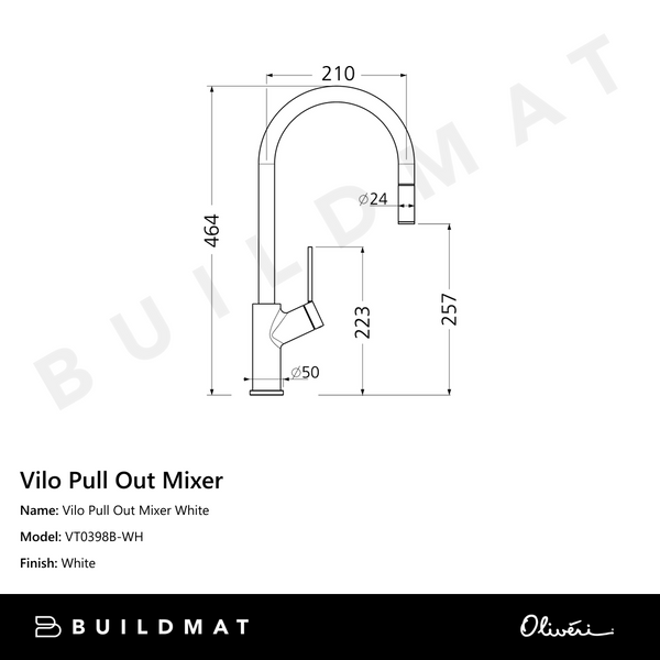 Oliveri Vilo Pull Out Mixer White