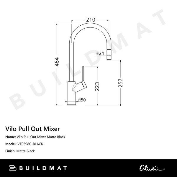 Oliveri Vilo Pull Out Mixer Matte Black