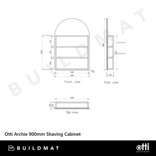 Otti Archie 900mm Black Oak Shaving Cabinet