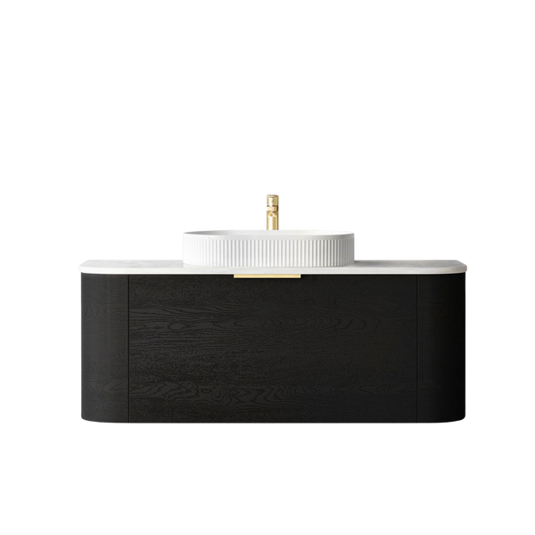 Otti Bondi 1200mm Black Oak Fluted Wall Hung Curve Vanity