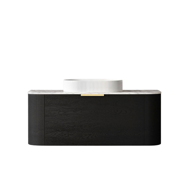 Otti Bondi 1200mm Black Oak Fluted Wall Hung Curve Vanity