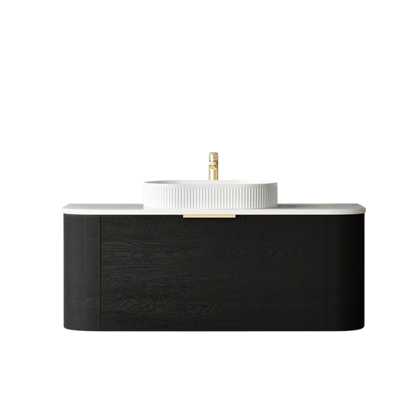 Otti Bondi 1200mm Black Oak Fluted Wall Hung Curve Vanity