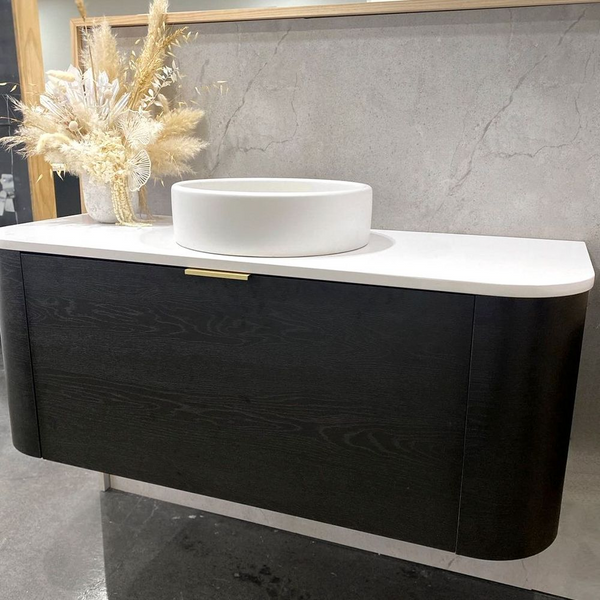 Otti Bondi 1200mm Black Oak Fluted Wall Hung Curve Vanity