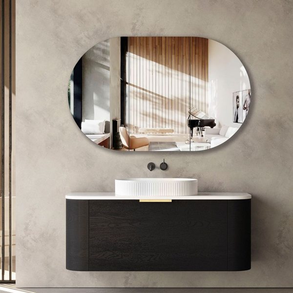 Otti Bondi 1200mm Black Oak Fluted Wall Hung Curve Vanity