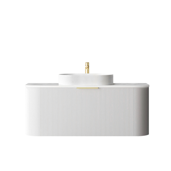 Otti Bondi 1200mm Satin White Fluted Wall Hung Curve Vanity