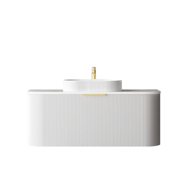 Otti Bondi 1200mm Satin White Fluted Wall Hung Curve Vanity