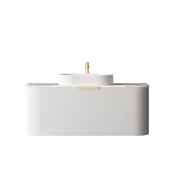 Otti Bondi 1200mm Satin White Fluted Wall Hung Curve Vanity