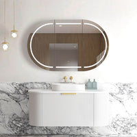 Otti Bondi 1200mm Satin White Fluted Wall Hung Curve Vanity