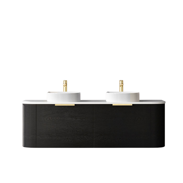 Otti Bondi 1500mm Black Oak Wall Hung Curve Vanity