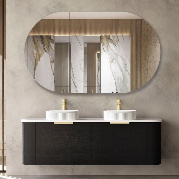 Otti Bondi 1500mm Black Oak Wall Hung Curve Vanity