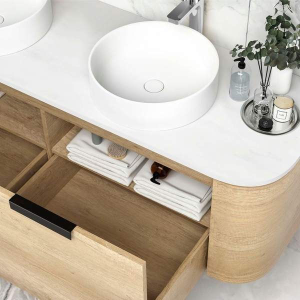 Otti Bondi 1500mm Natural Oak Wall Hung Curve Vanity