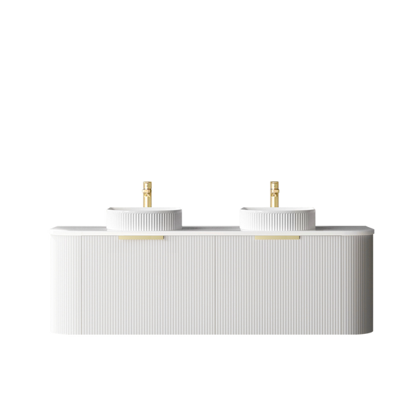 Otti Bondi 1500mm Satin White Fluted Wall Hung Curve Vanity