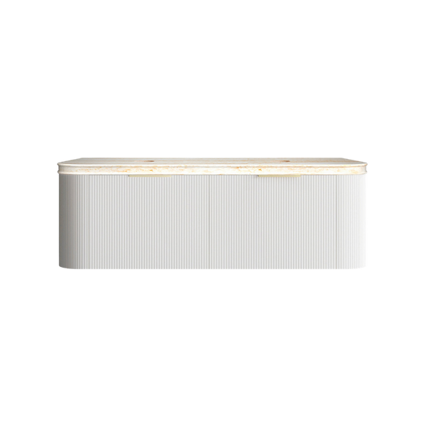Otti Bondi 1500mm Satin White Fluted Wall Hung Curve Vanity