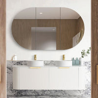 Otti Bondi 1500mm Satin White Fluted Wall Hung Curve Vanity