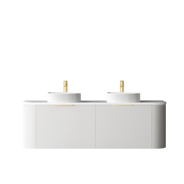 Otti Bondi 1500mm Satin White Fluted Wall Hung Curve Vanity