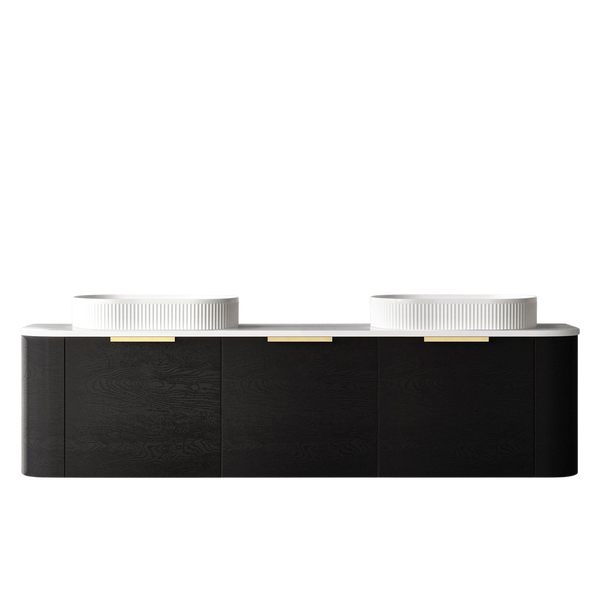 Otti Bondi 1800mm Black Oak Fluted Wall Hung Curve Vanity