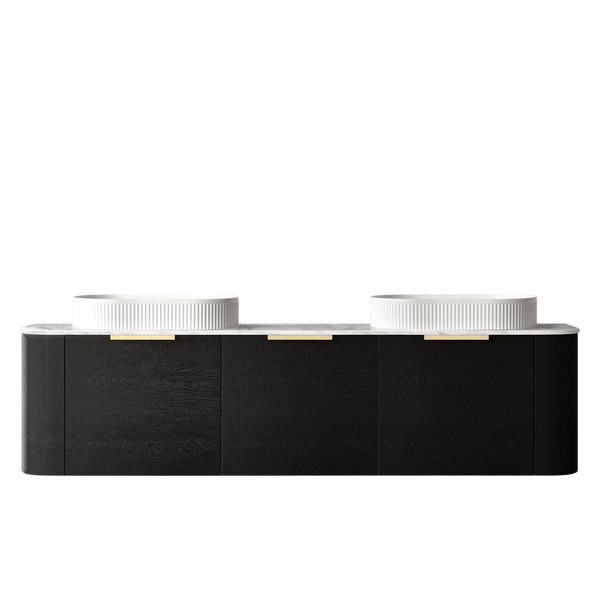 Otti Bondi 1800mm Black Oak Fluted Wall Hung Curve Vanity